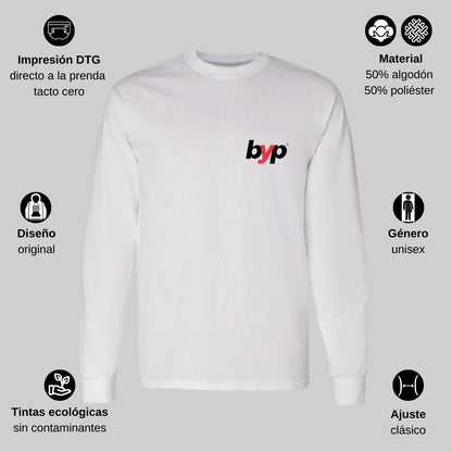 Playera Manga Larga Algodón Blanco Escudo