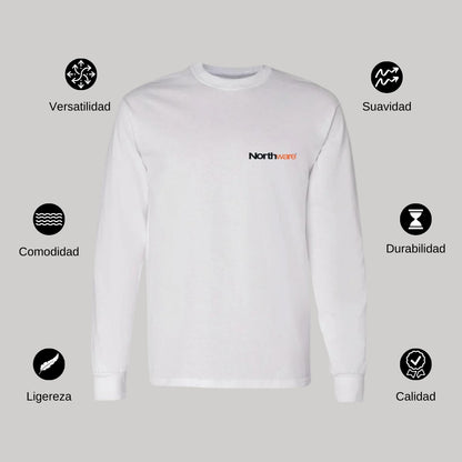 Playera Manga Larga Algodón Blanco Escudo
