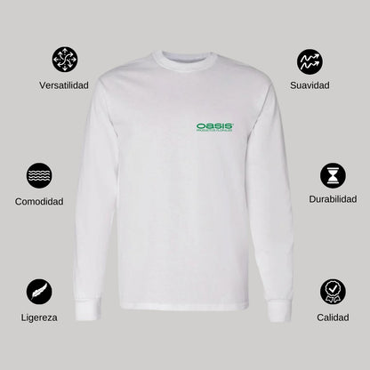 Playera Manga Larga Algodón Blanco Escudo