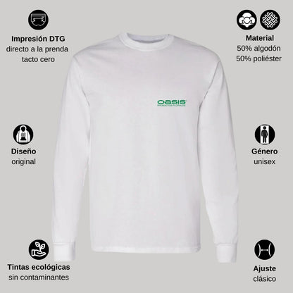 Playera Manga Larga Algodón Blanco Escudo