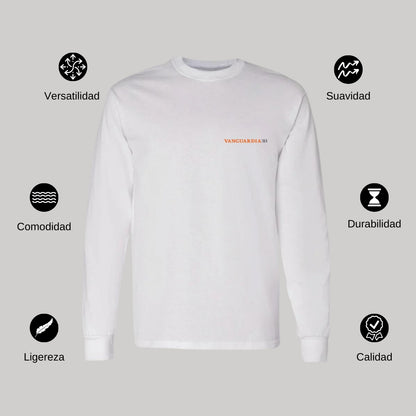 Playera Manga Larga Algodón Blanco Escudo