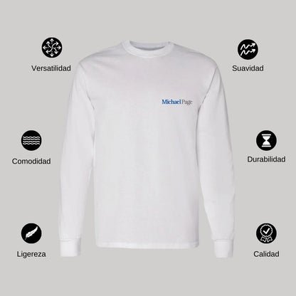 Playera Manga Larga Algodón Blanco Escudo