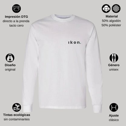 Playera Manga Larga Algodón Blanco Escudo