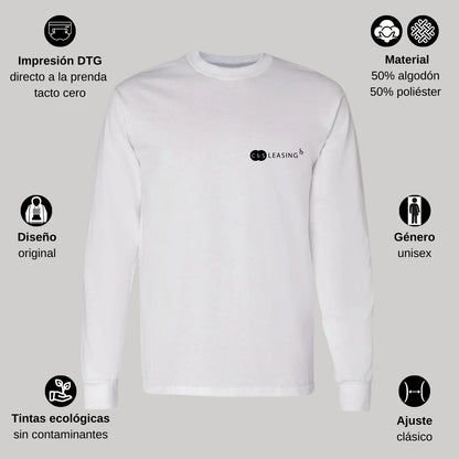 Playera Manga Larga Algodón Blanco Escudo