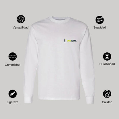 Playera Manga Larga Algodón Blanco Escudo