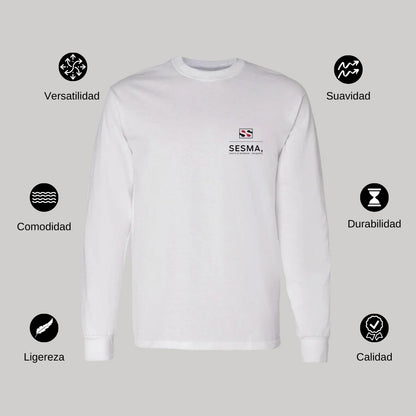 Playera Manga Larga Algodón Blanco Escudo