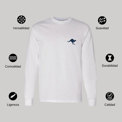 Playera Manga Larga Algodón Blanco Escudo