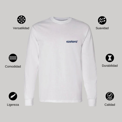 Playera Manga Larga Algodón Blanco Escudo