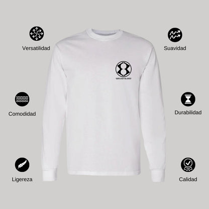 Playera Manga Larga Algodón Blanco Escudo