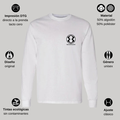 Playera Manga Larga Algodón Blanco Escudo