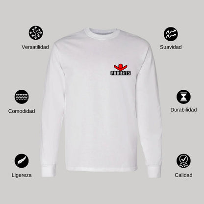 Playera Manga Larga Algodón Blanco Escudo