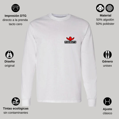 Playera Manga Larga Algodón Blanco Escudo