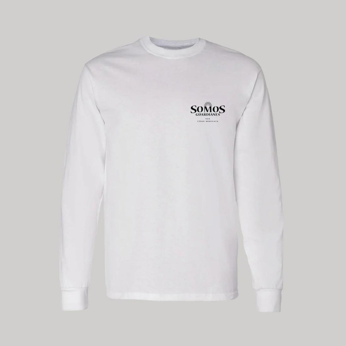 Playera Manga Larga Algodón Blanco Escudo