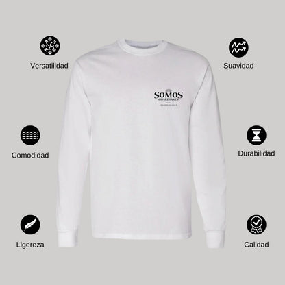 Playera Manga Larga Algodón Blanco Escudo