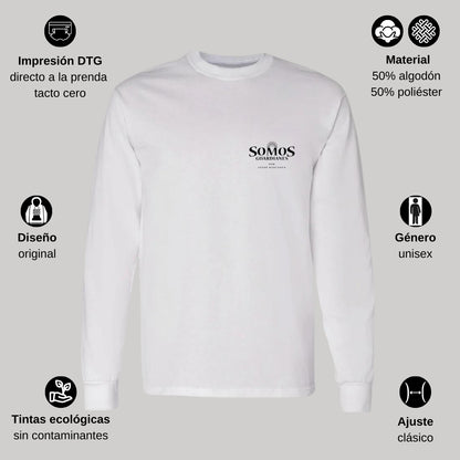 Playera Manga Larga Algodón Blanco Escudo