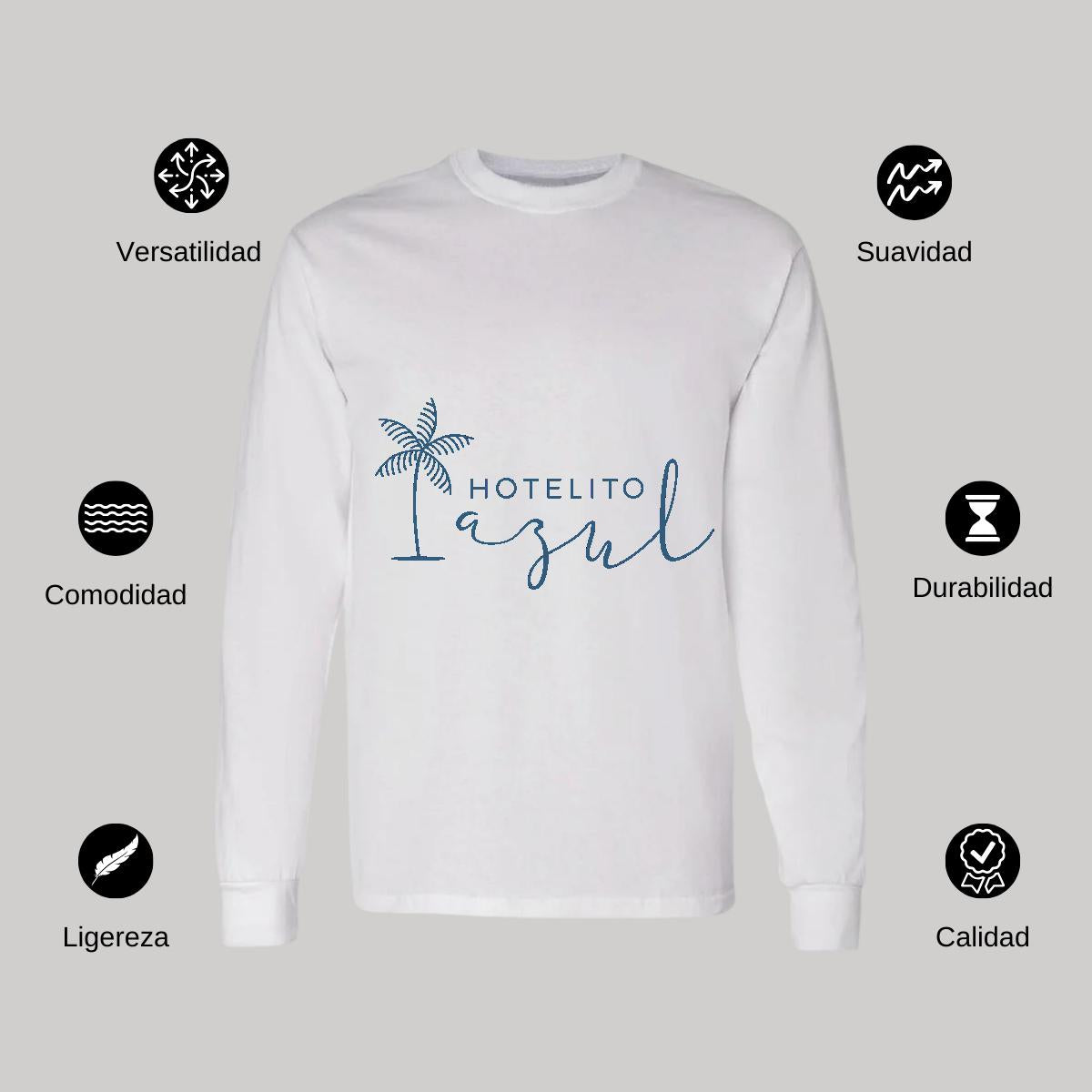 Playera Manga Larga Algodón Blanco Logo