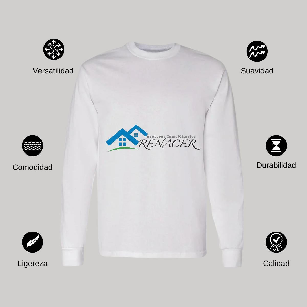 Playera Manga Larga Algodón Blanco Logo