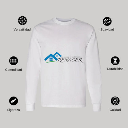 Playera Manga Larga Algodón Blanco Logo