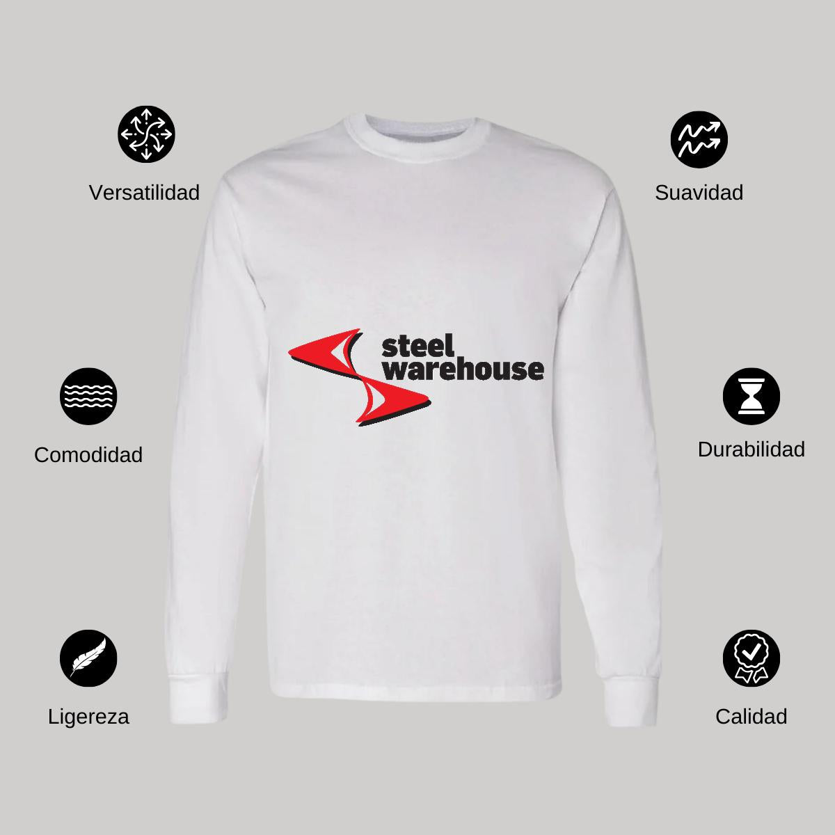 Playera Manga Larga Algodón Blanco Logo