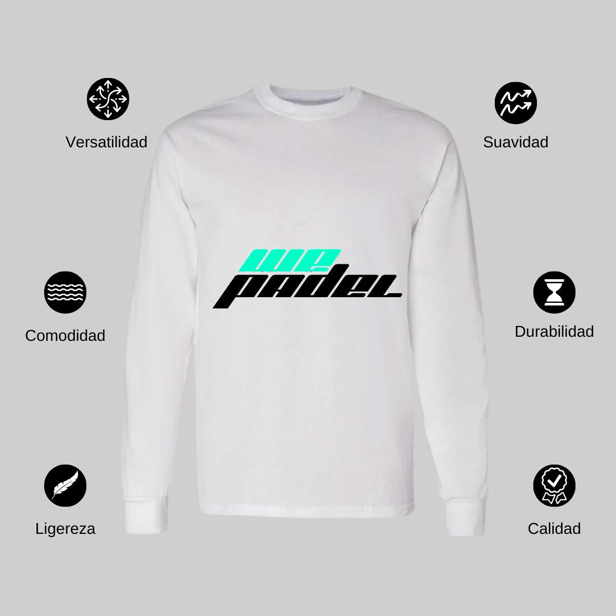 Playera Manga Larga Algodón Blanco Logo