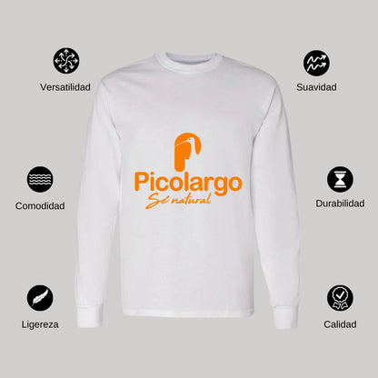 Playera Manga Larga Algodón Blanco Logo