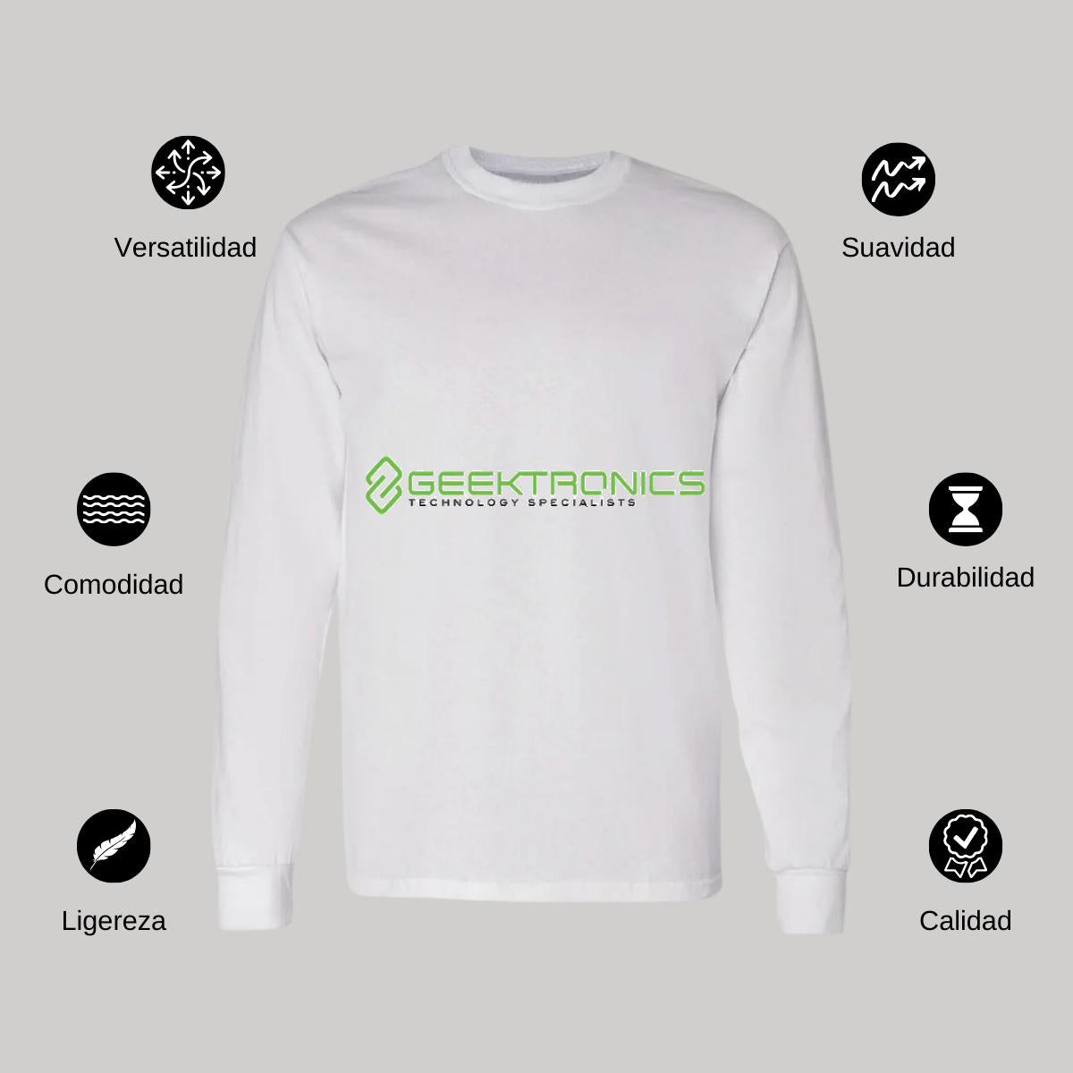 Playera Manga Larga Algodón Blanco Logo