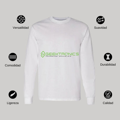 Playera Manga Larga Algodón Blanco Logo