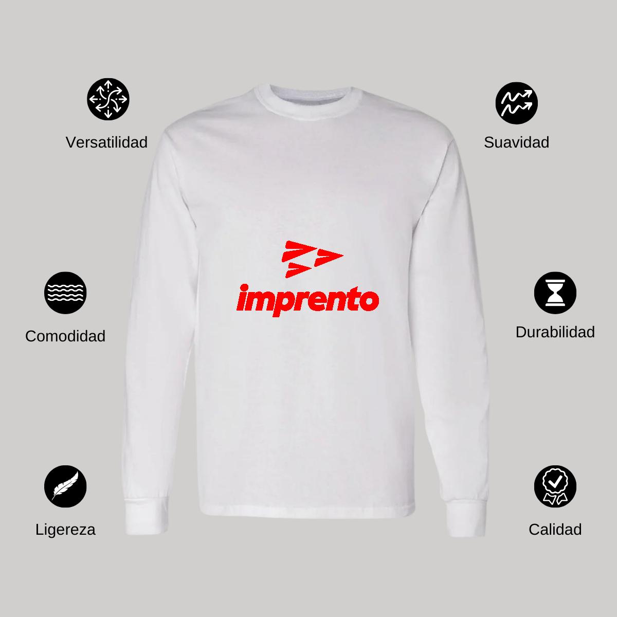 Playera Manga Larga Algodón Blanco Logo