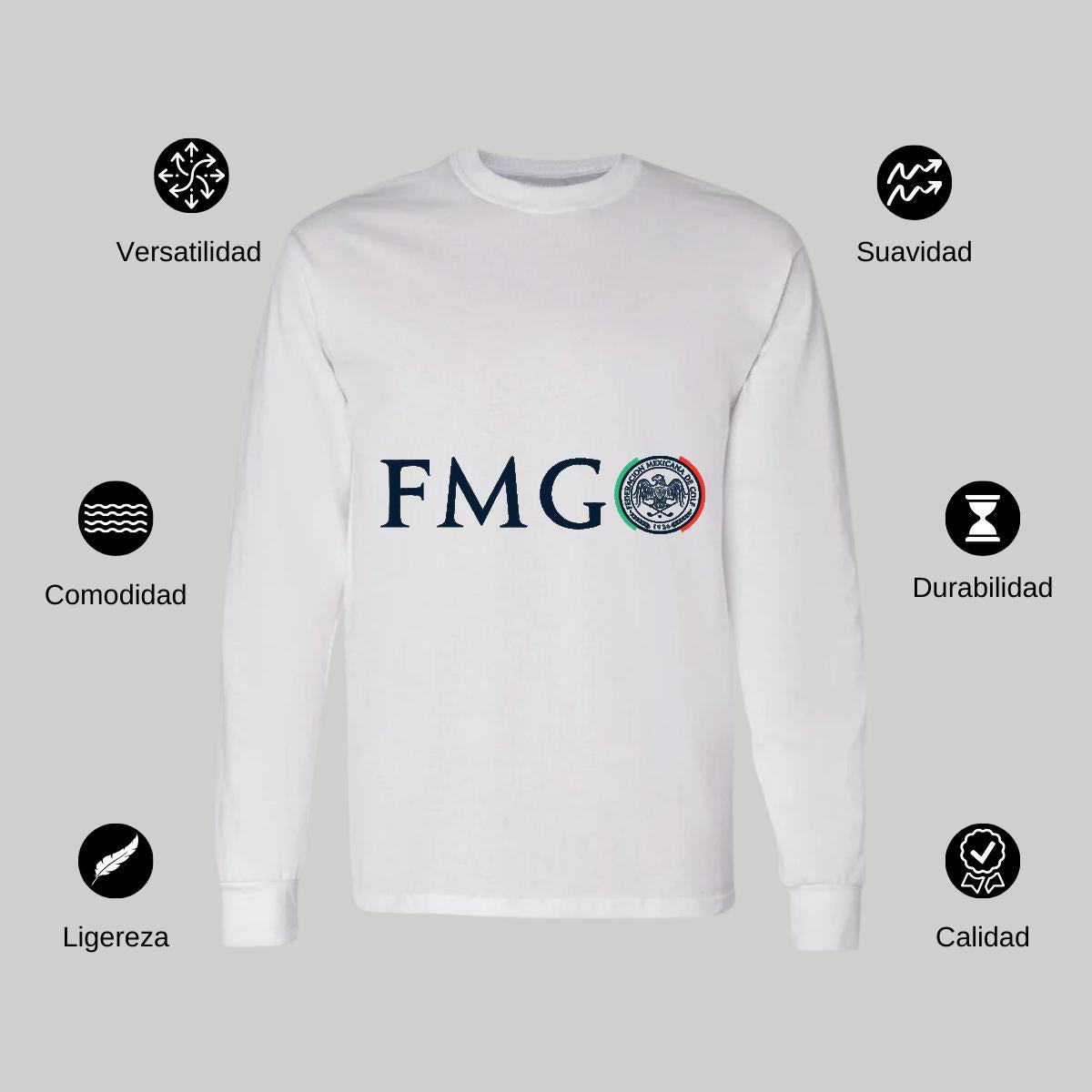 Playera Manga Larga Algodón Blanco Logo