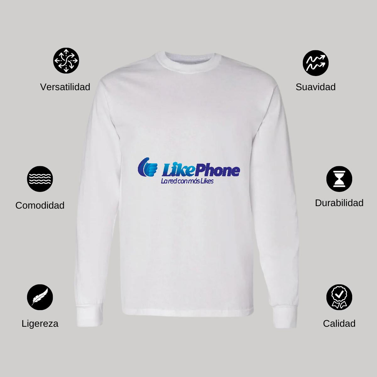 Playera Manga Larga Algodón Blanco Logo