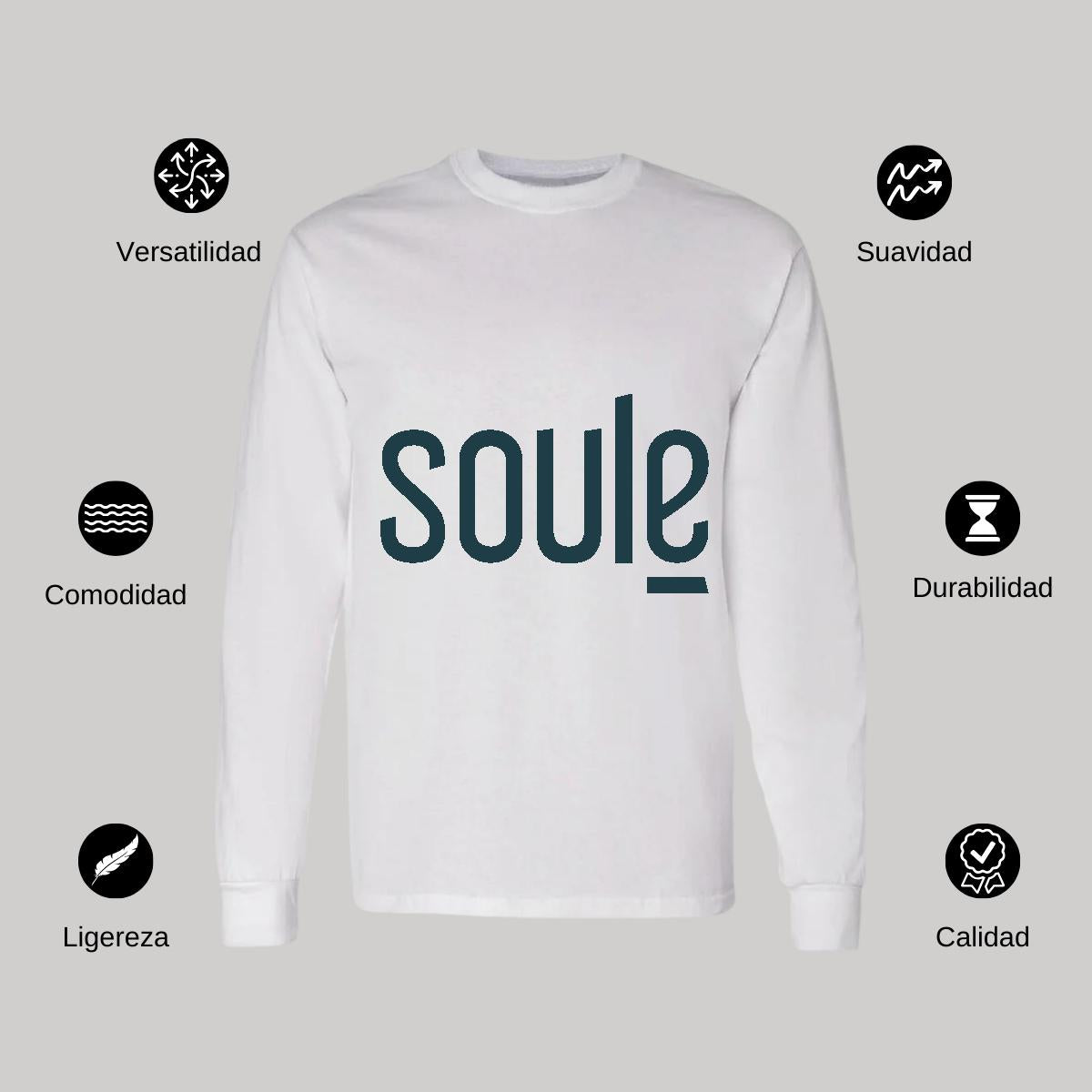 Playera Manga Larga Algodón Blanco Logo