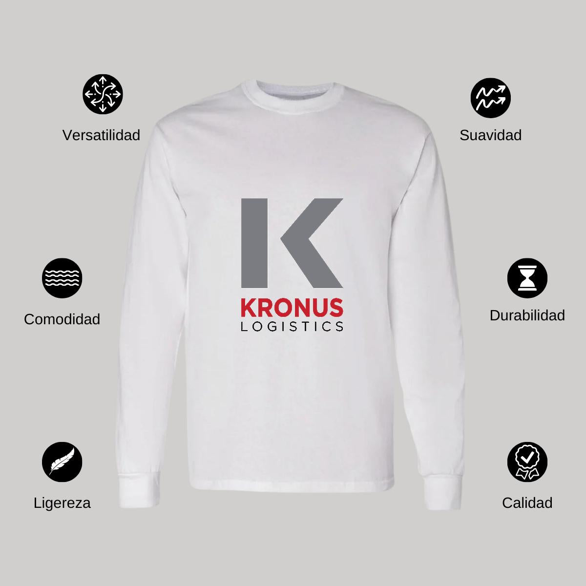 Playera Manga Larga Algodón Blanco Logo