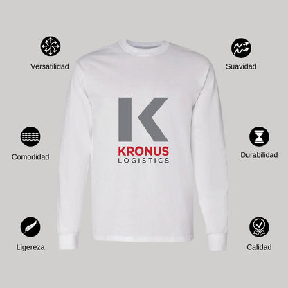 Playera Manga Larga Algodón Blanco Logo