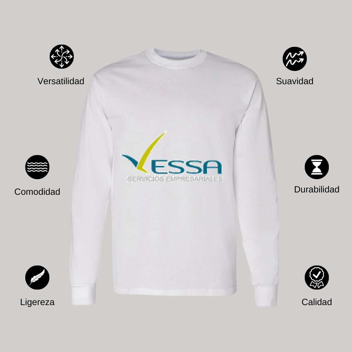 Playera Manga Larga Algodón Blanco Logo