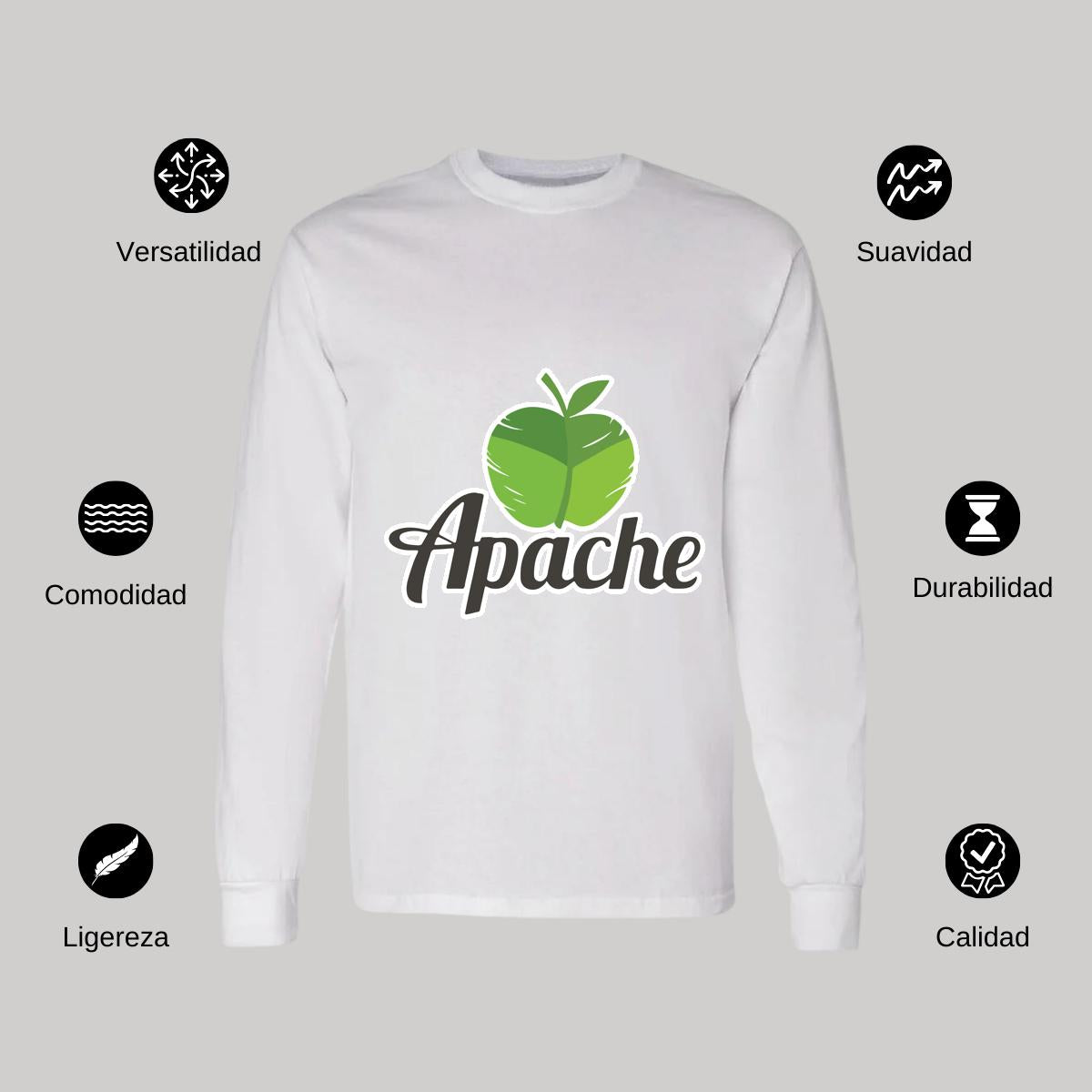 Playera Manga Larga Algodón Blanco Logo