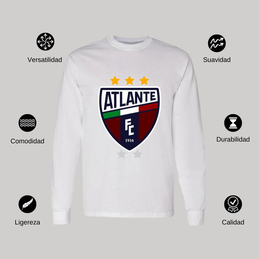 Playera Manga Larga Algodón Blanco Logo