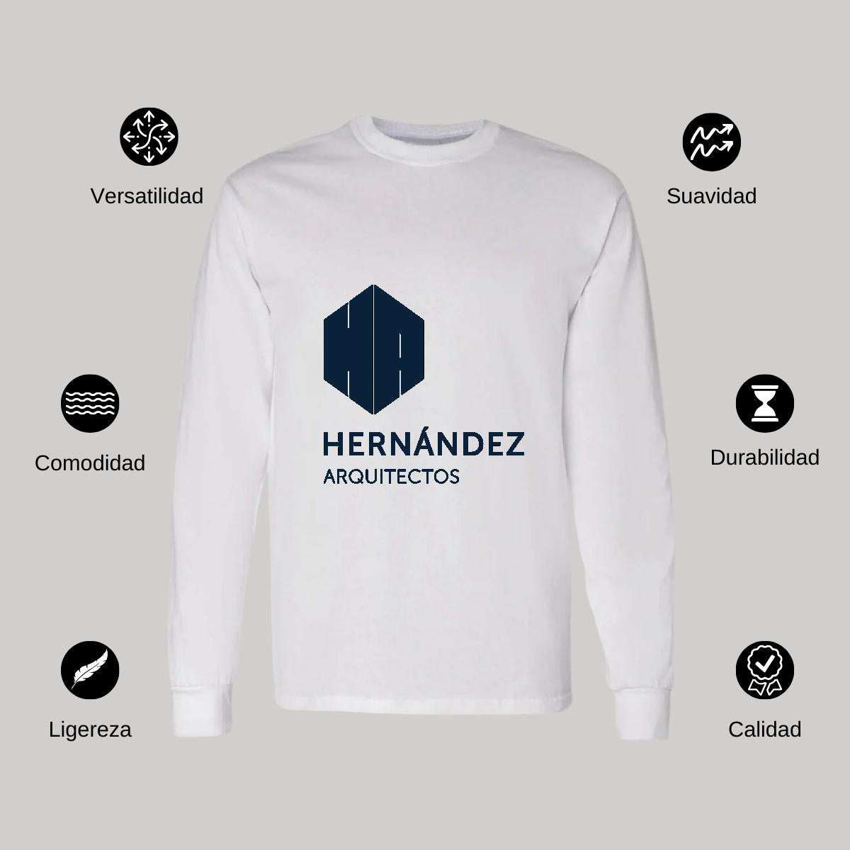 Playera Manga Larga Algodón Blanco Logo