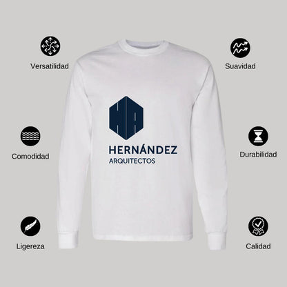 Playera Manga Larga Algodón Blanco Logo