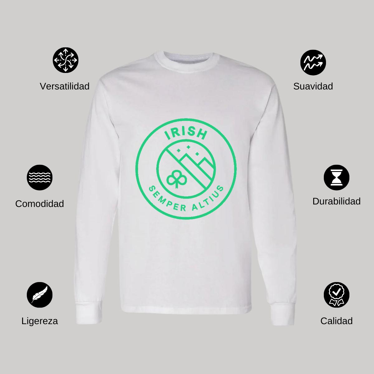 Playera Manga Larga Algodón Blanco Logo