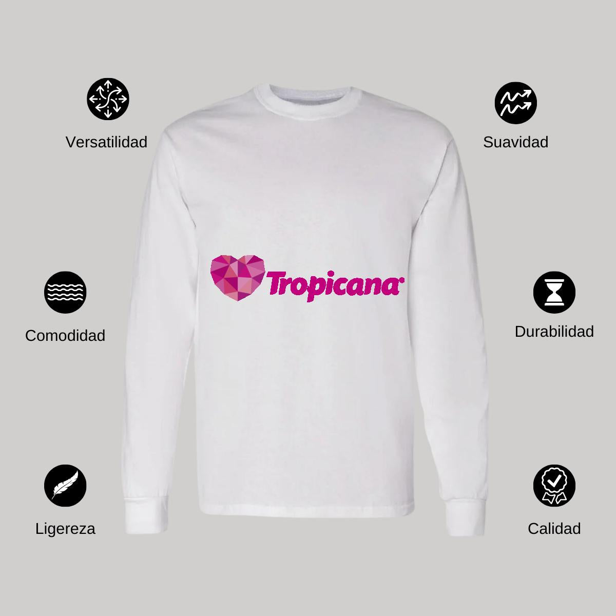Playera Manga Larga Algodón Blanco Logo