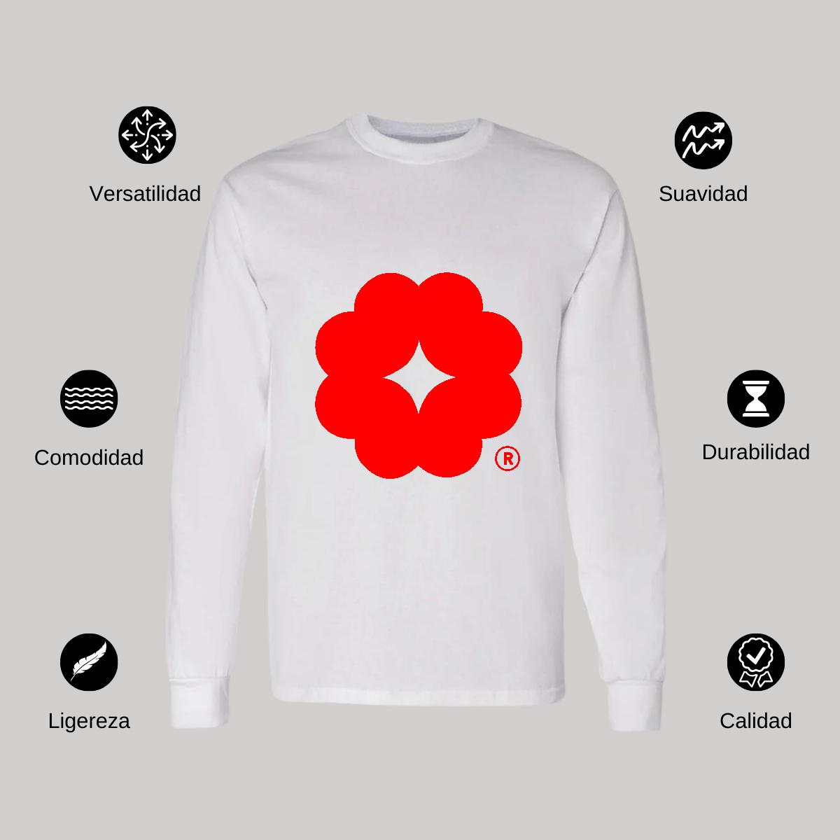 Playera Manga Larga Algodón Blanco Logo