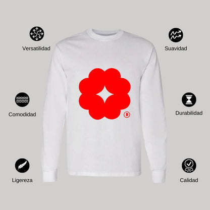 Playera Manga Larga Algodón Blanco Logo