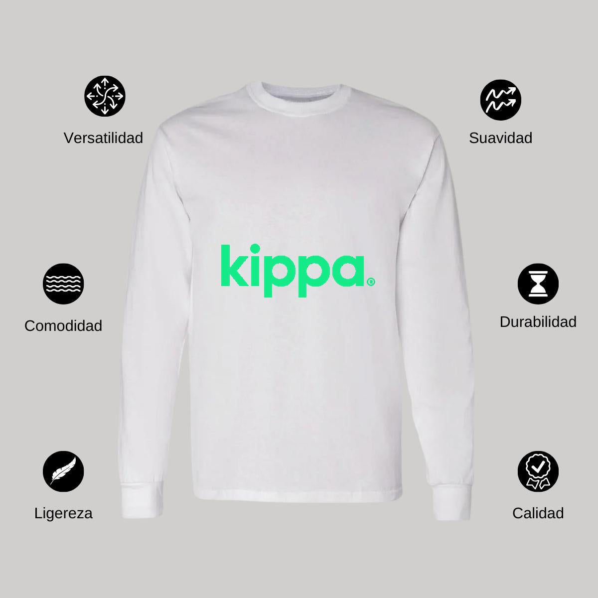 Playera Manga Larga Algodón Blanco Logo