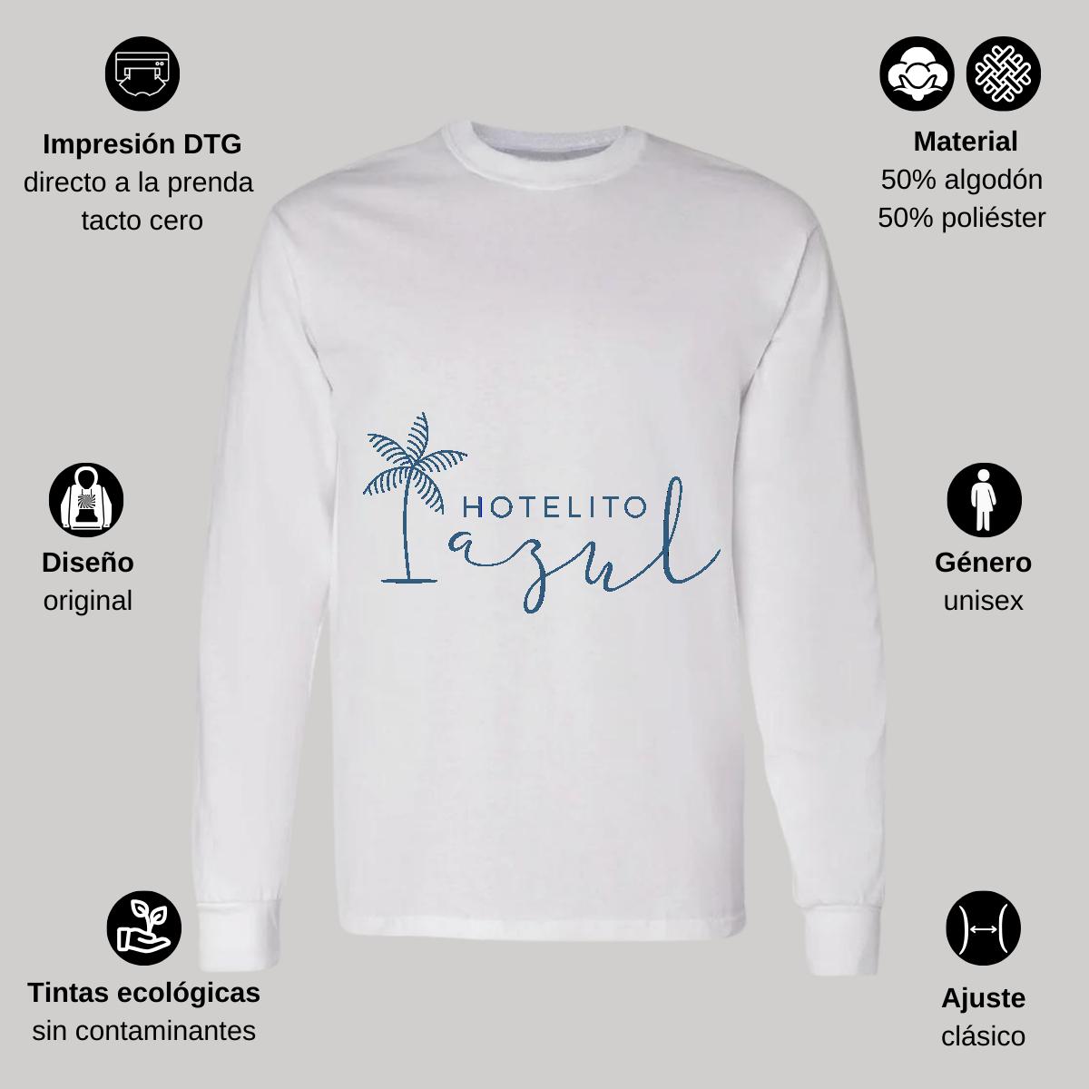 Playera Manga Larga Algodón Blanco Logo