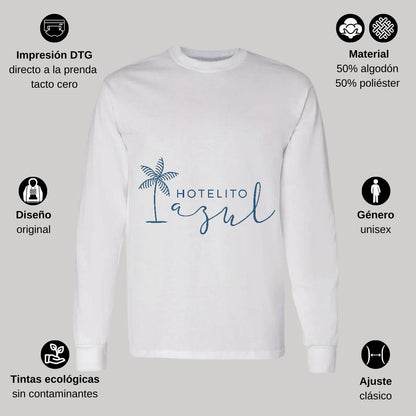 Playera Manga Larga Algodón Blanco Logo