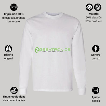 Playera Manga Larga Algodón Blanco Logo