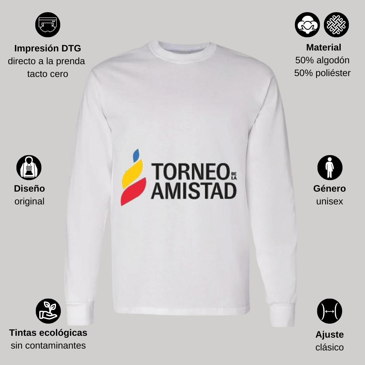 Playera Manga Larga Algodón Blanco Logo