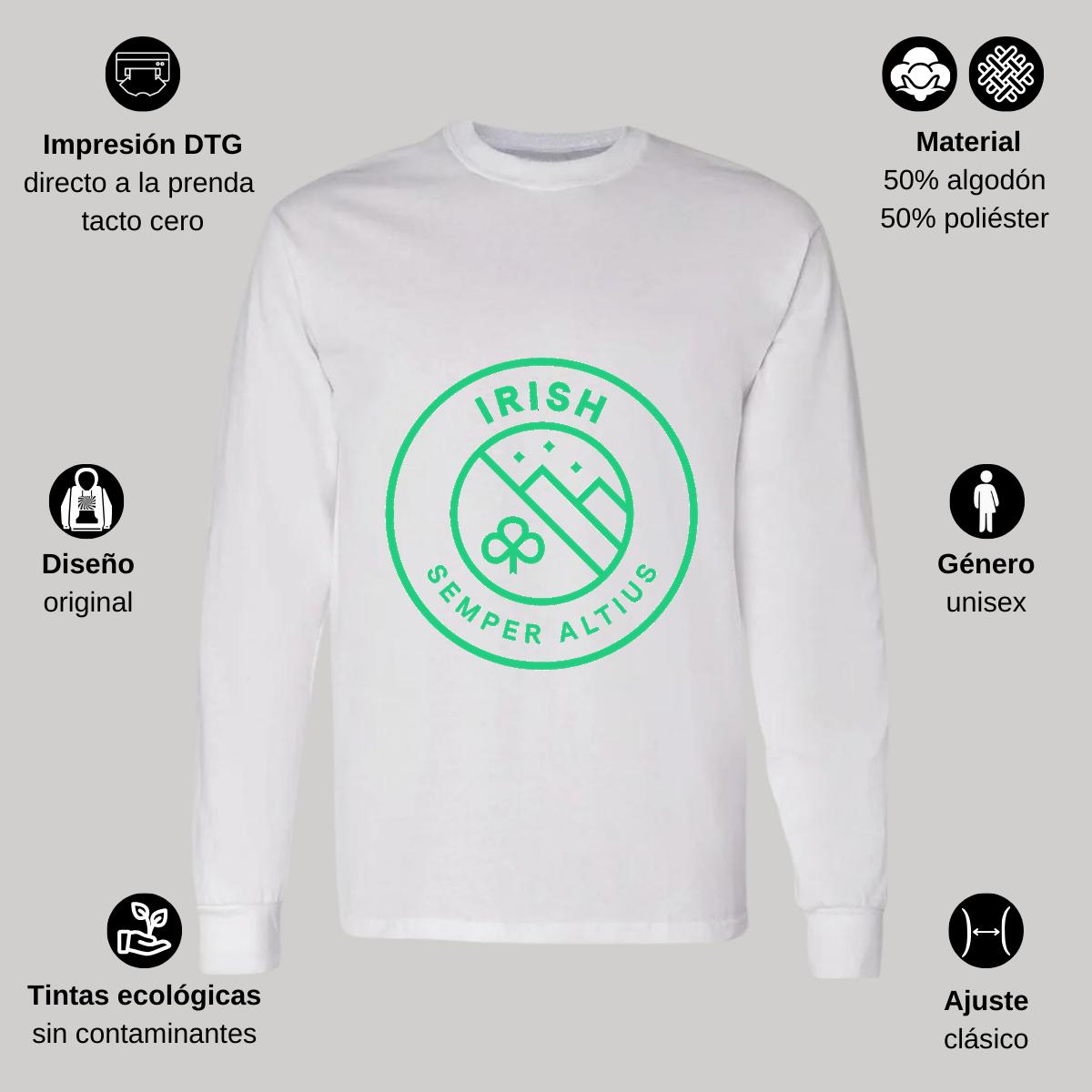 Playera Manga Larga Algodón Blanco Logo