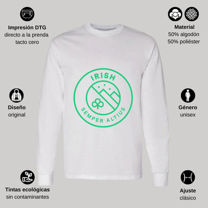 Playera Manga Larga Algodón Blanco Logo