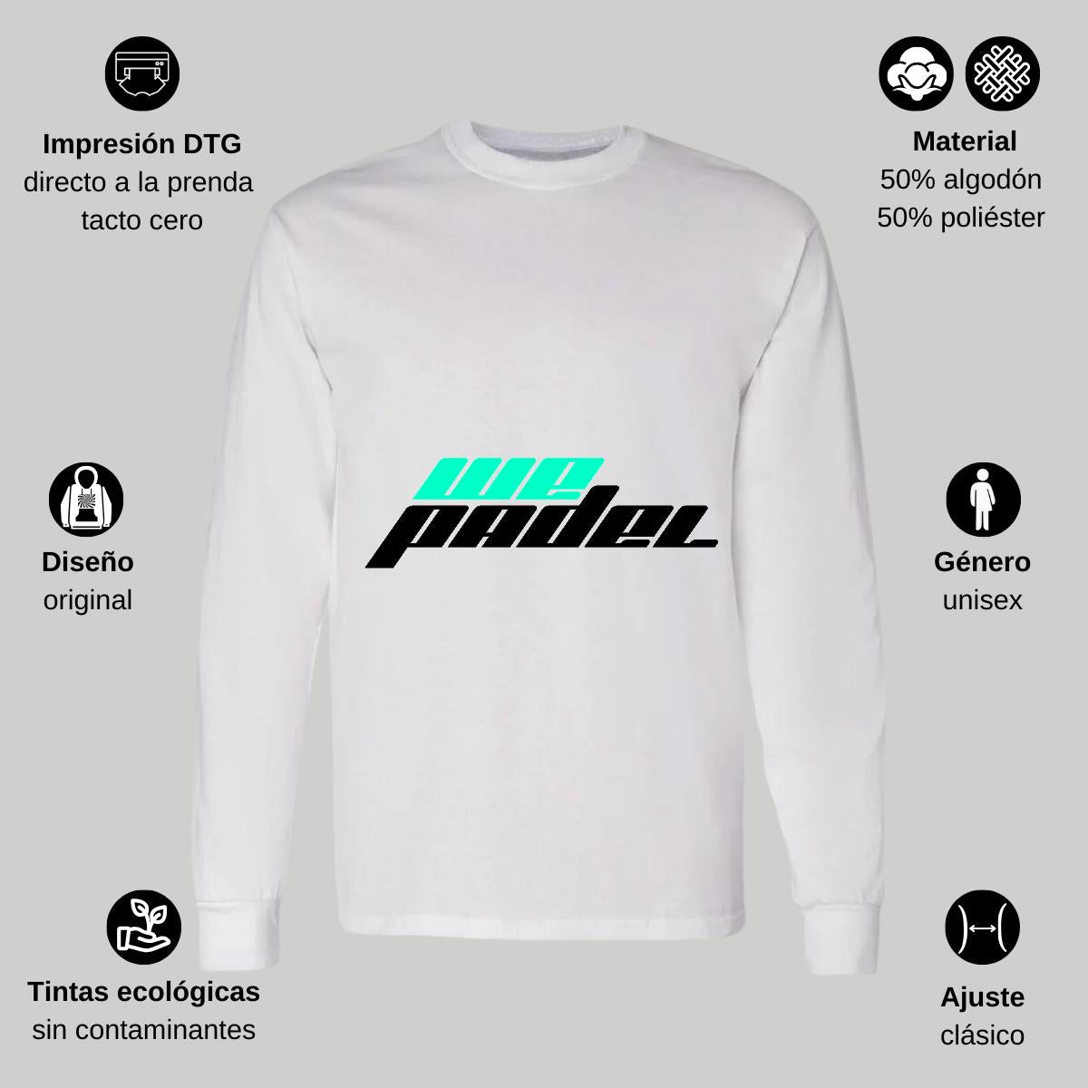 Playera Manga Larga Algodón Blanco Logo